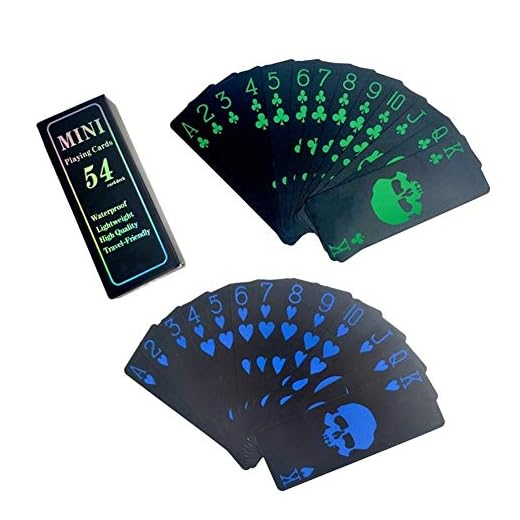 TX GIRL Mini Spelkort Svart Vattentät Plast PVC Pokers Entertainment Skull Cool Poker Cards Lätta spelkort 32 * 87mm (Color : 1 Deck)