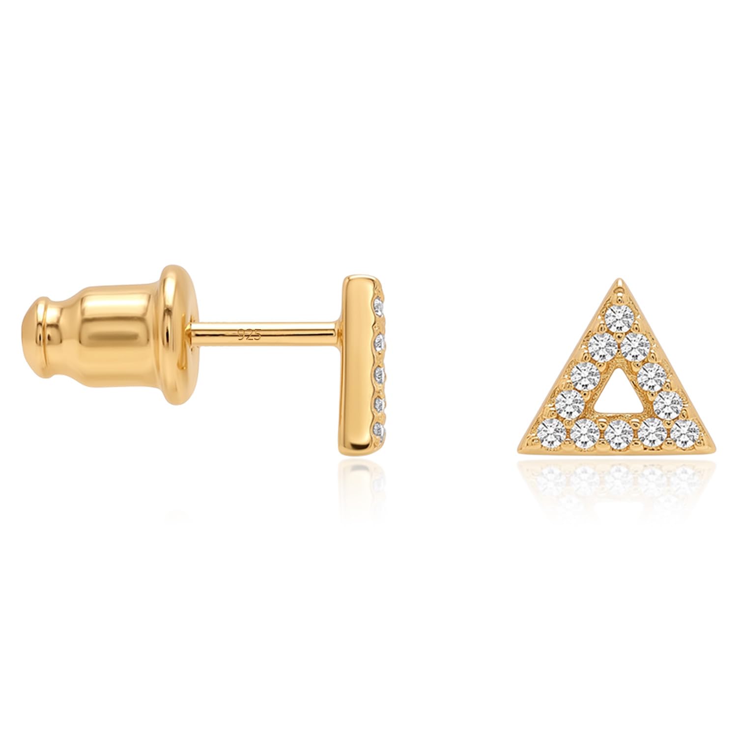 truesilver acpl 925 Sterling Silver CZ Delta Stud Earrings for Men | BIS Hallmarked Cubic Zirconia Men's Triangle Earring-picture-26