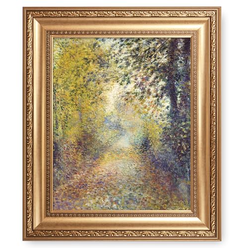 In the Woods by Pierre-Auguste Renoir Painting Reproductions Framed Size:26x22 inches,Image Size:20x16 inches World Classic Reproductions For HomeDecor,Gold Frame