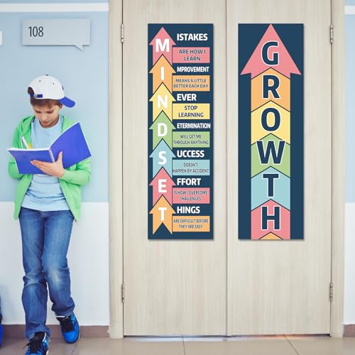 Qyeahkj Boho Growth Mindset Classroom Decorations Growth Mindset Banner Posters Motivational Bulletin Board Decor for Back to School Wall Door Decors Preschool Elementary Middle High School Supplies - Image 5