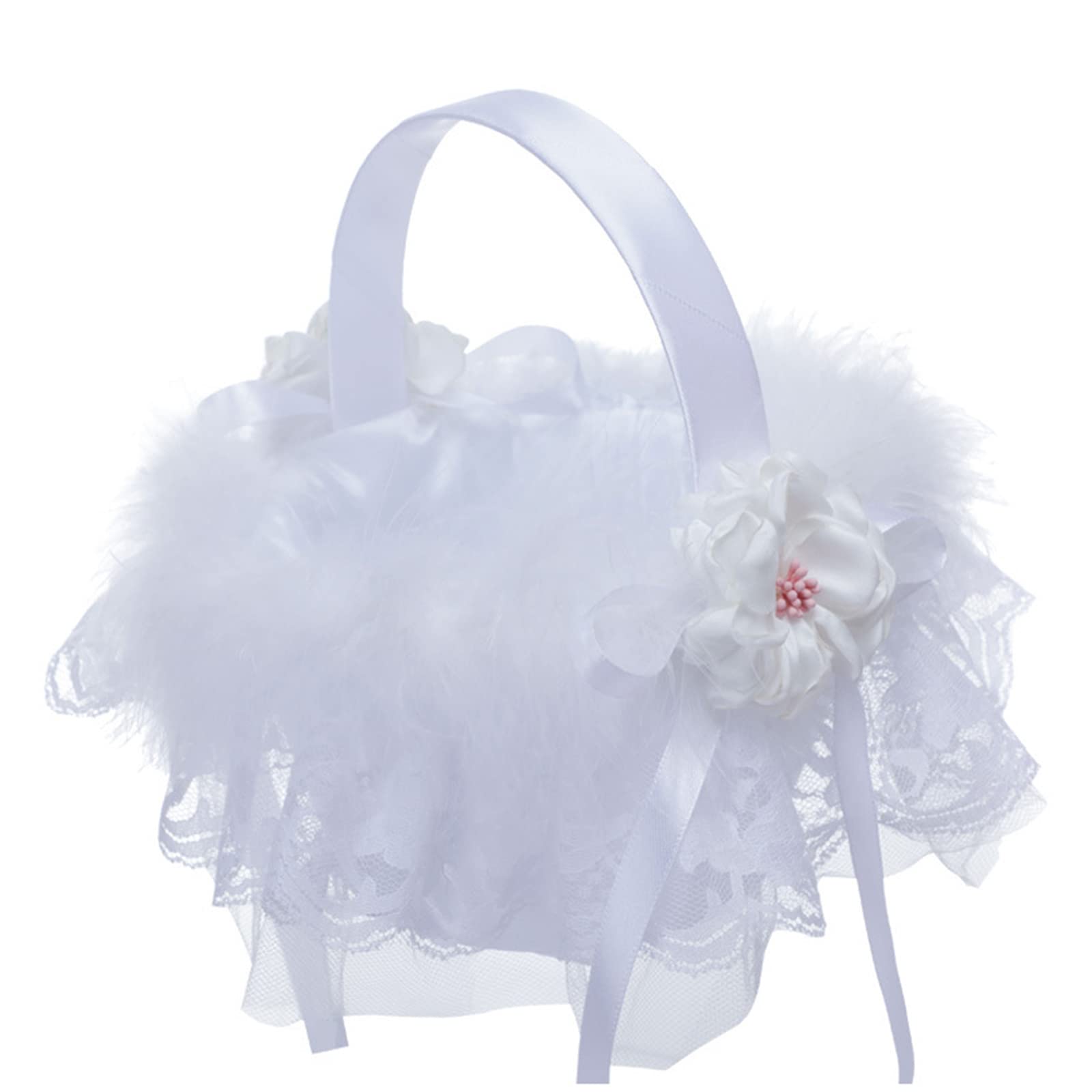 Tsophreniq Baskets Flower Girl with Bowknot Petals Storage with Handle for Wedding Ceremony Decor Wedding for Girl