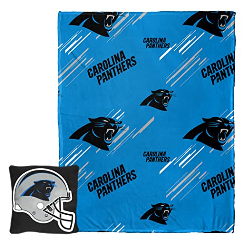 NORTHWEST NFL Slashed Pillow 14X14 and Throw Blanket 40X50 Set with Back Pocket, Carolina Panthers