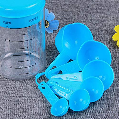 Conjunto de colheres e copos medidores de 500 ml para cozinhar e assar na cozinha - azul claro