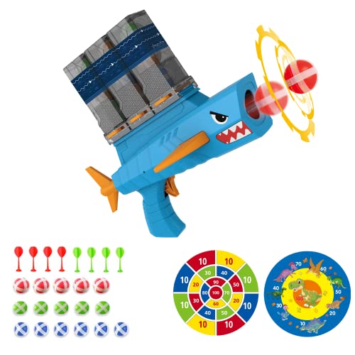 Shooting Game Toy With Dart Board For Kids, Shark Toy Gun With Sticky Balls/Darts, Indoor/Sport Outdoor Fun Party Play Game Toys & Birthday Gifts For Age 3 4 5 6 7 8 9 10 11 12 Year Old Boys Girls #TOP7