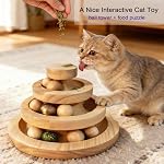 Solid Wood Cat Ball Track,Heavy Duty 3-Tier Interactive Cat Toy Tower with 9 Removable Balls,Bell & Catnip,No Assembly Required,Anti-Tip Sturdy Base for Indoor Cats, Kittens & Large Cats - Image 3