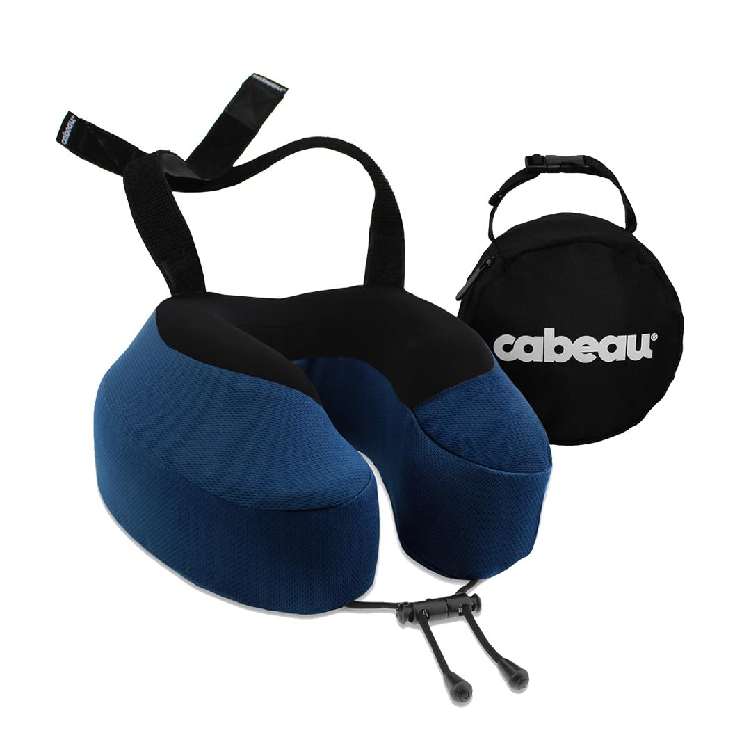 Cabeau Evolution S3 Travel Pillow - Doctor Recommended Neck for Memory Foam Airplane with Attachment Straps Support Car, Home, Office, and Gaming, Indigo