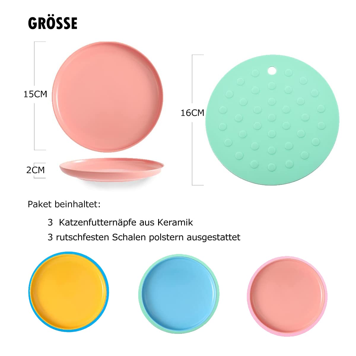 Keramik-Katzennapf Mit Griff, Avocadogrün, 14 Cm – Flach, Breit, Spülmaschinen- & Mikrowellengeeignet