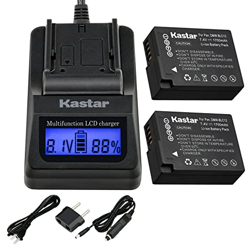 Kastar Fast Charger And Battery (2-Pack) Replacement For Panasonic Lumix Dmc-Fz200 Fz1000 G5 G6 Gh2 Camera, Panasonic Dmw-Blc12 Dmw-Blc12E Dmw-Blc12Gk Dmw-Blc12Pp, Leica Bp-Dc12, Sigma Bp-51 Battery #TOP13