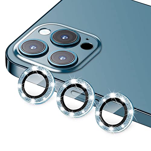 Hsefo Compatible with iPhone 12 Pro Max Camera Lens Protector, Bling Glitter 9H Tempered Glass