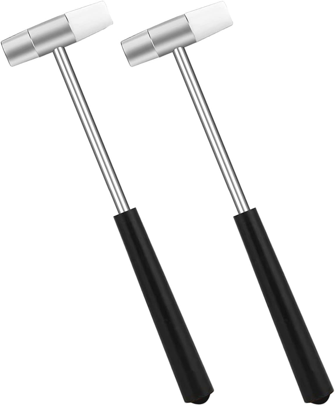 Dual Head Small Hammers for Small Project and Home Project, Black Plastic Grip, Jewelry Mallet, Mini Mallet for Repairing Watch, Tuning, Woodworking, Handcraft, Leather, 2 Pcs
