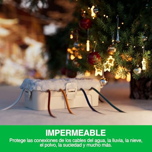 Miniatura 7 de Restmo Medium Caja De Cables Impermeable Para Exteriores, Ip54, Caja De Cables Exterior, Ideal Para Proteger Cables De Extensión, Regletas Y Enchufes Angulares 29cm X 13,2cm X 10cm , Color Almendra