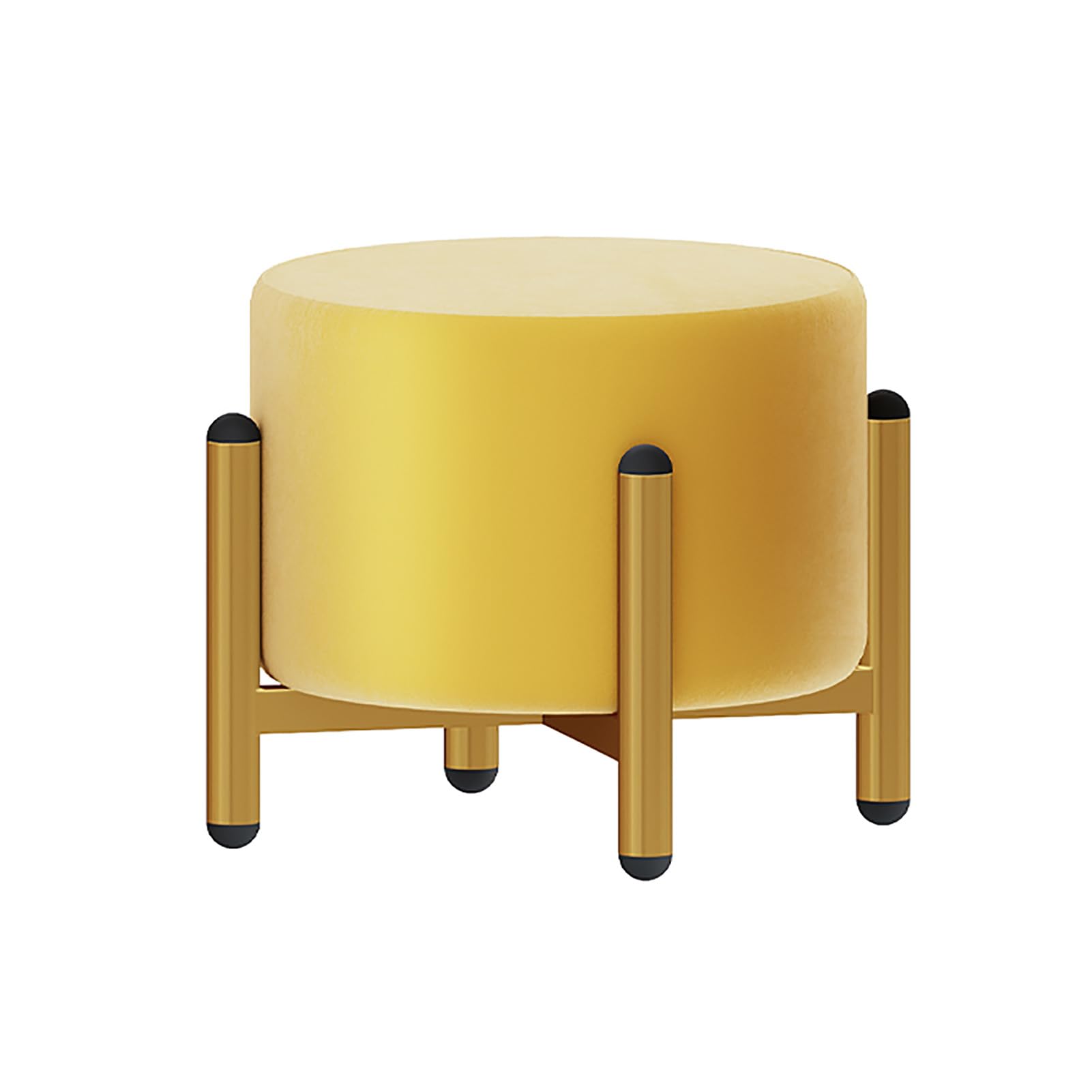Pouf rond rembourré velours déhoussable avec 3 options de hauteur réglable