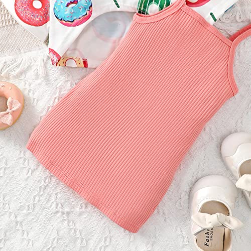 Medrespiria Infant Girl Summer Cartoon Print Short Sleeve Hoodie Tops And Suspender Dress Slip Dress 2Pc Set Mom And Toddler Matching Clothes (Pink, 6-9 Months) #TOP2