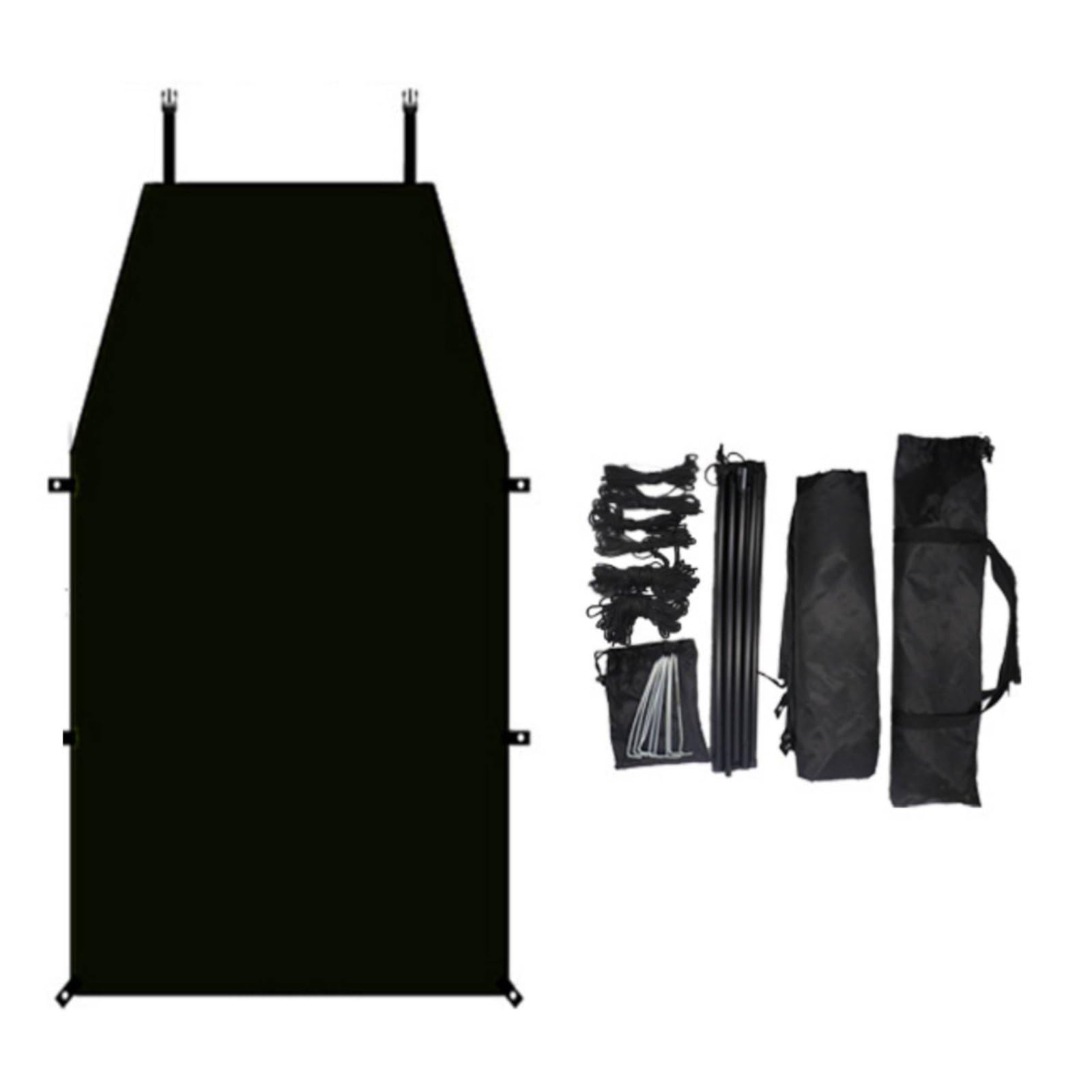 Portable Outdoor Shelter Motorrad Markise Outdoor Schutzplane Regenschutz Tragbar Zelt für Biker Rast Wanderungen Outdooraktivitäten, Schwarz Mit Komplettem Zubehör 440cm 200cm, Groß
