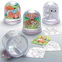 Baker Ross Schneekugel-Bastelsets „Waldtiere“ zum Ausmalen für Kinder – für weihnachtliche Bastelarbeiten und Dekorationen (4 Stück), Sortiert