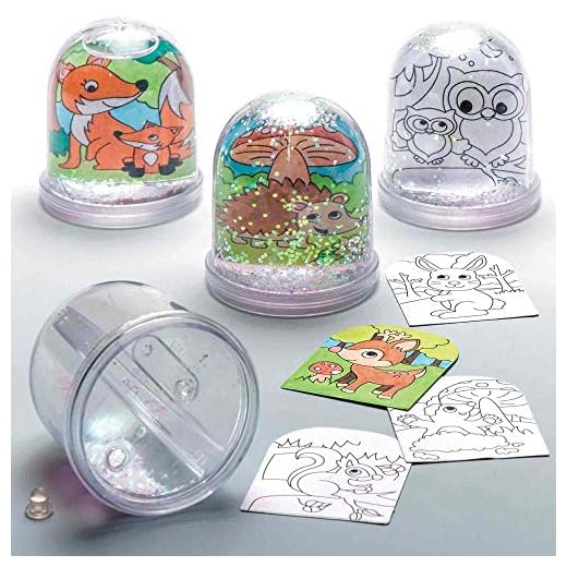 Baker Ross Ltd- Baker Ross Lot de 4 boîtes à Boules de Neige pour Enfants, AR618, Couleurs Assorties