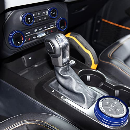 For Ford Bronco Accessories 2021-2023 Air Conditioner Headlight Switch Knob 4Wd Wheel Drive Trailer Gear Switch Knob Cover Accessories Aluminum 6Pcs Blue #TOP5