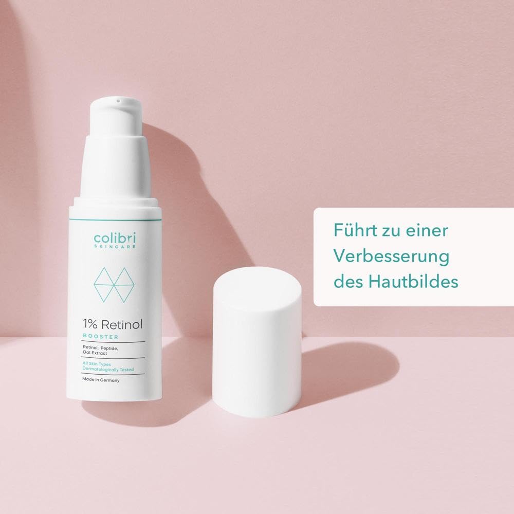 colibri skincare 1% Retinol Booster 30ml - Retinol Serum lässt die Haut glatter und strahlender aussehen - liposomal verkapseltes Retinol für sichtbare Ergebnisse - Made in Germany