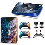 MaD Vision® Skin Aufkleber für PS5 DIGITAL Version mod. JOKER-BATMAN, 100% HD-Qualität, kratzfeste Klebefolie aus Vinyl + Set mit 4 Paar Gummipads für PlayStation 5 Joystick Controller