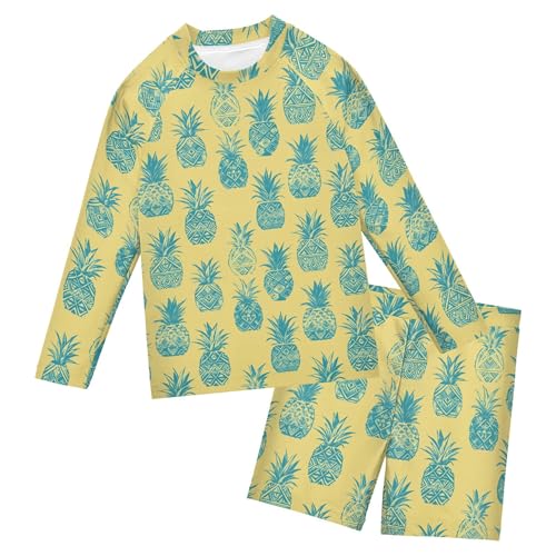 Pineapple Fruit Baby Boys' Toddler Long Sleeved Rashguard Swim Bathing Suit Set B0404312