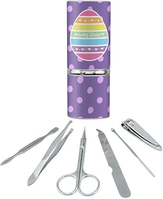 Cute Rainbow Happy Easter Egg Stainless Steel Manicure Pedicure Grooming Beauty Care Travel Kit