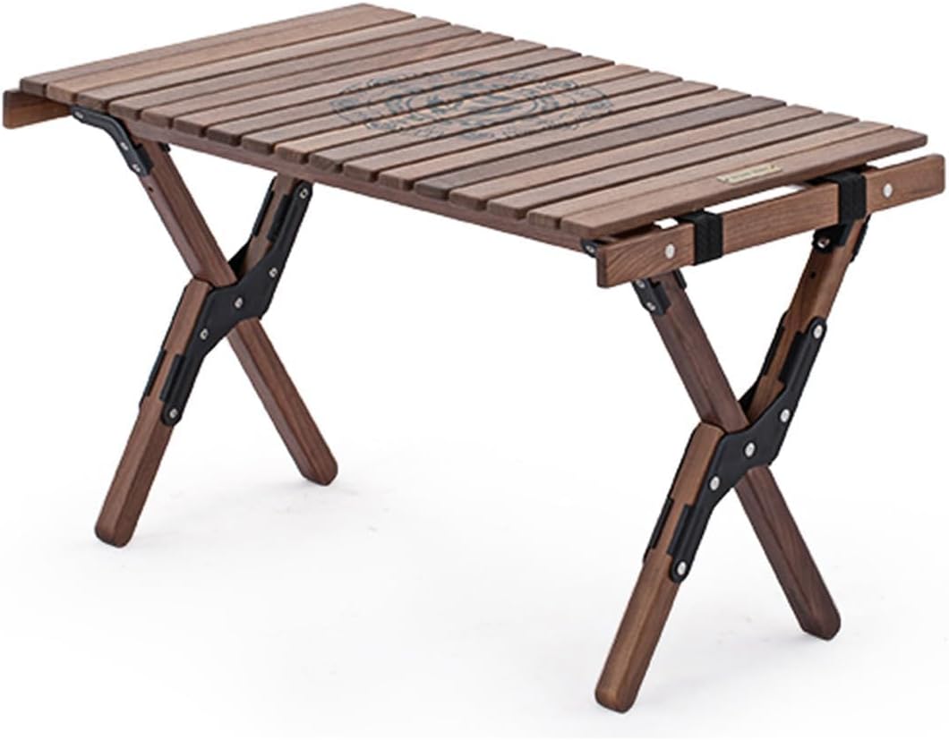 Naturehike Camping Folding Table, Roll-Up Table with Carry Bag, Portable Wood Outdoor Table for Low Picnic, Beach, Camping, Travel, Party, Beach, Garden, Backyard BBQ, Black Walnut Wood (S)