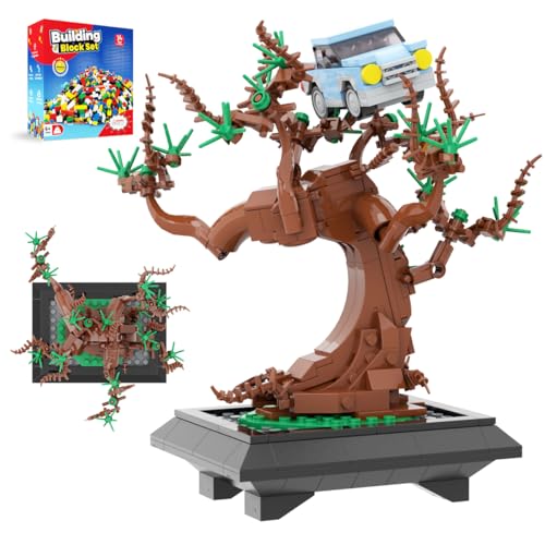 Willow Tree Bonsai Building Set, A Display Stand for Lego Harry Potter Ford Anglia 76424, Magical Tree with Mini Car for Adults and Kids, Versatile Toy Building Set for Home Decor