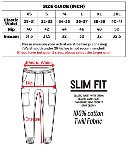 Italymorn Men's Chino Jogger Cargo Pants Bellow Pockets (S, Stone Grey) #TOP2