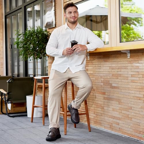Image of FitVille Wide Diabetic Walking Shoes for Men Leather Oxford Comfortable Dress Business Casual Shoes Sneakers for All-Day Comfort