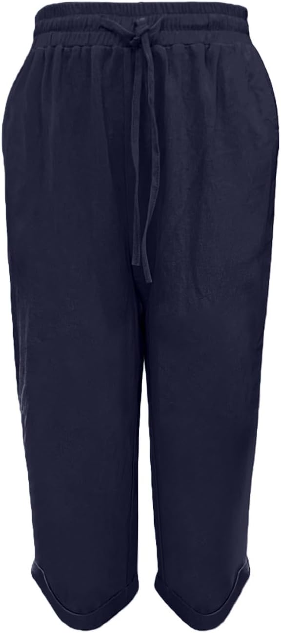 Linen Capri Pants for Women 2026 Bermuda Summer Resort Beach Shorts Casual Vacation High Waisted Lightweight Petite Pant