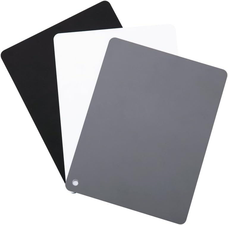 JJC Tarjeta de equilibrio de blancos de PVC de 4" x 5,2" Tarjeta gris neutro al 18% para fotografía | para lograr un equilibrio de color perfecto en fotografías y vídeos, incluidas tarjetas grises, blancas y negras