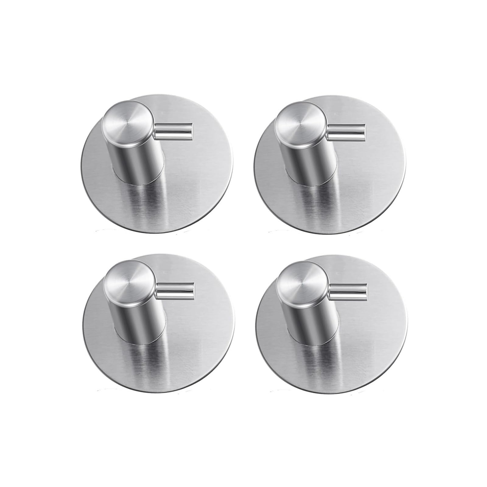 Whegavgko Silver 4 Sticky Stainless Steel Towel Hooks For Long Robes, Hats, And Outerwear Hooks(Silver)