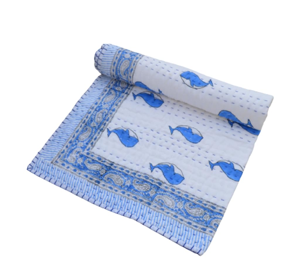 Couvre-lit en coton Kantha pour bébé Aashita Creations 1019 à motif floral