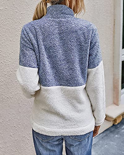 Image of BTFBM Women Sherpa Pullover Quarter Zip Long Sleeve Fluffy Soft Fleece Jackets Sweaters Sweatshirts Hoodies Outwear Coat