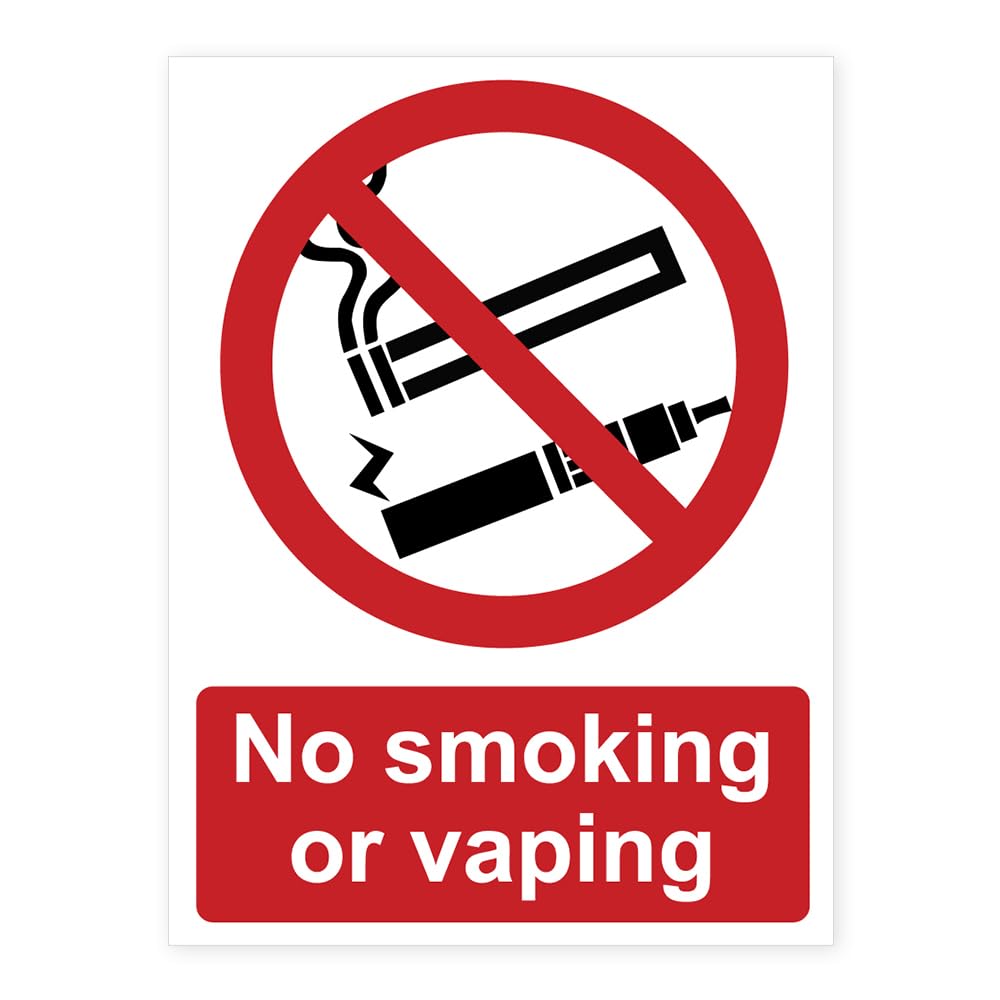 Pack of 10 No Smoking or Vaping Signs Waterproof (200 x 150 mm) No Smoking Sign Sticker for Business, Cafe