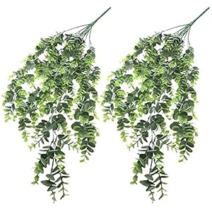 Buiten decoratieve planten 2 stks 29.5 inch kunstmatige eucalyptus wijngarland plant nep hangende planten voor indoor…