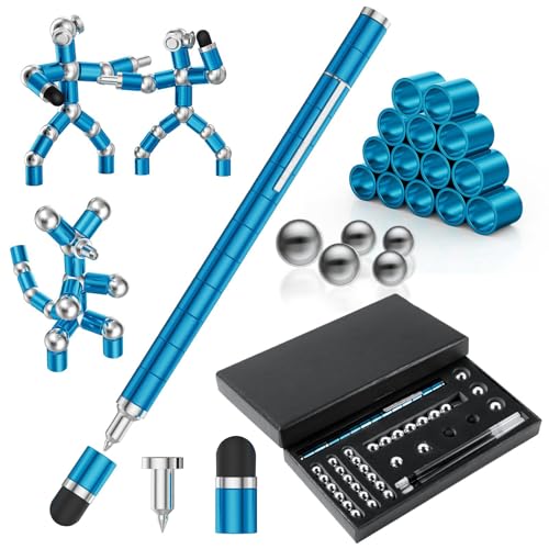 OSDUE Magnetic Fidget Pen Stressabbau Druckkugelschreiber Lustig Multifunktions Magnetstift Vatertagsgeschenk für Papa Geschenke für Männer Geschenk für Kinder (Blau)