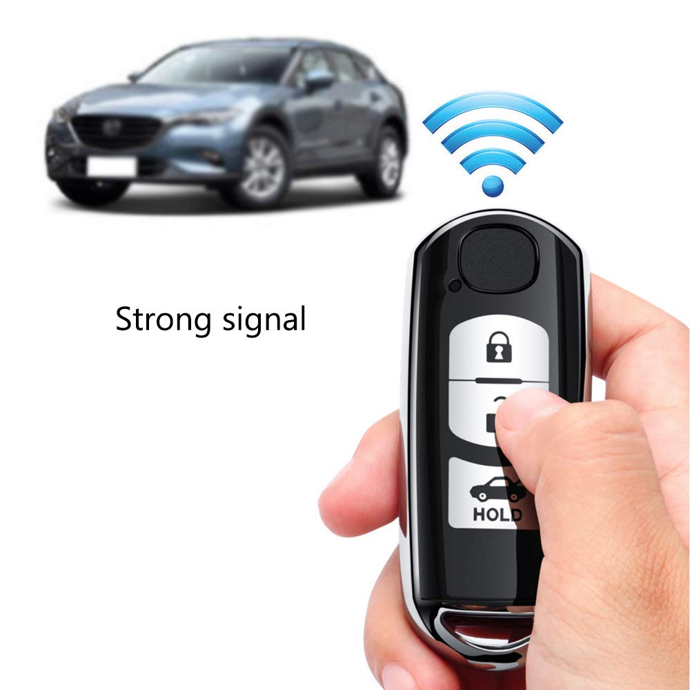 Sourcingmap Guscio Custodia Telecomando Chiave Auto 4 Pulsanti, Sostituzione Cover Per Mazda 3 5 6 RX-8 CX-7 CX-9 2003-2013, Colore Nero Con Dettagli Argento