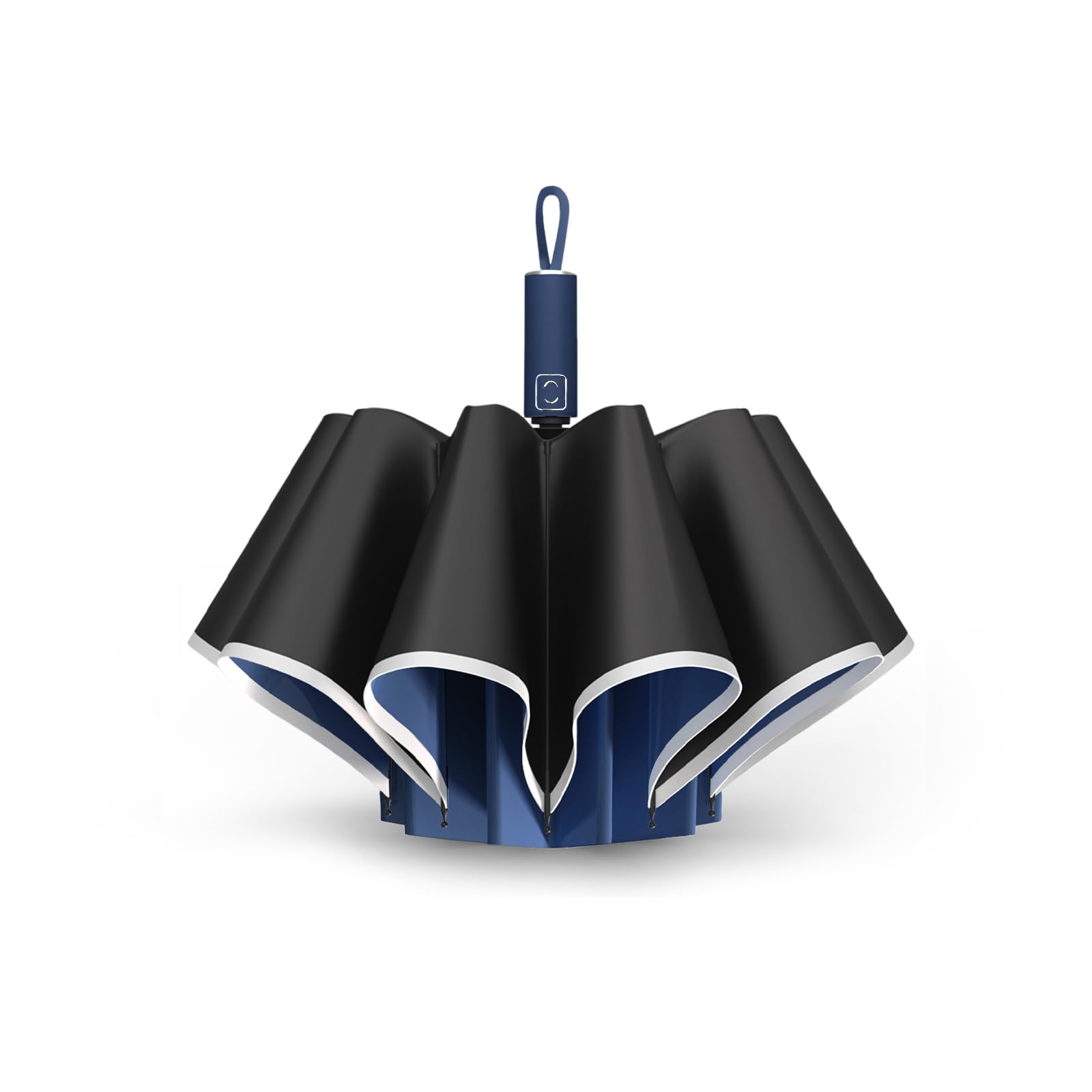 RainBOSSAutomatic Travel Umbrella with 10 Ribs, Large Windproof Umbrellas for Rain & Sun, Compact Folding Inverted Umbrella with Reflective Stripe