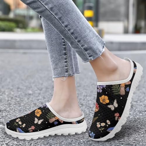 FOR U DESIGNS Mushroom Women Lightweight Comfortable Slip on Mules Sneakers Open Back Shoes for Casual Walking4