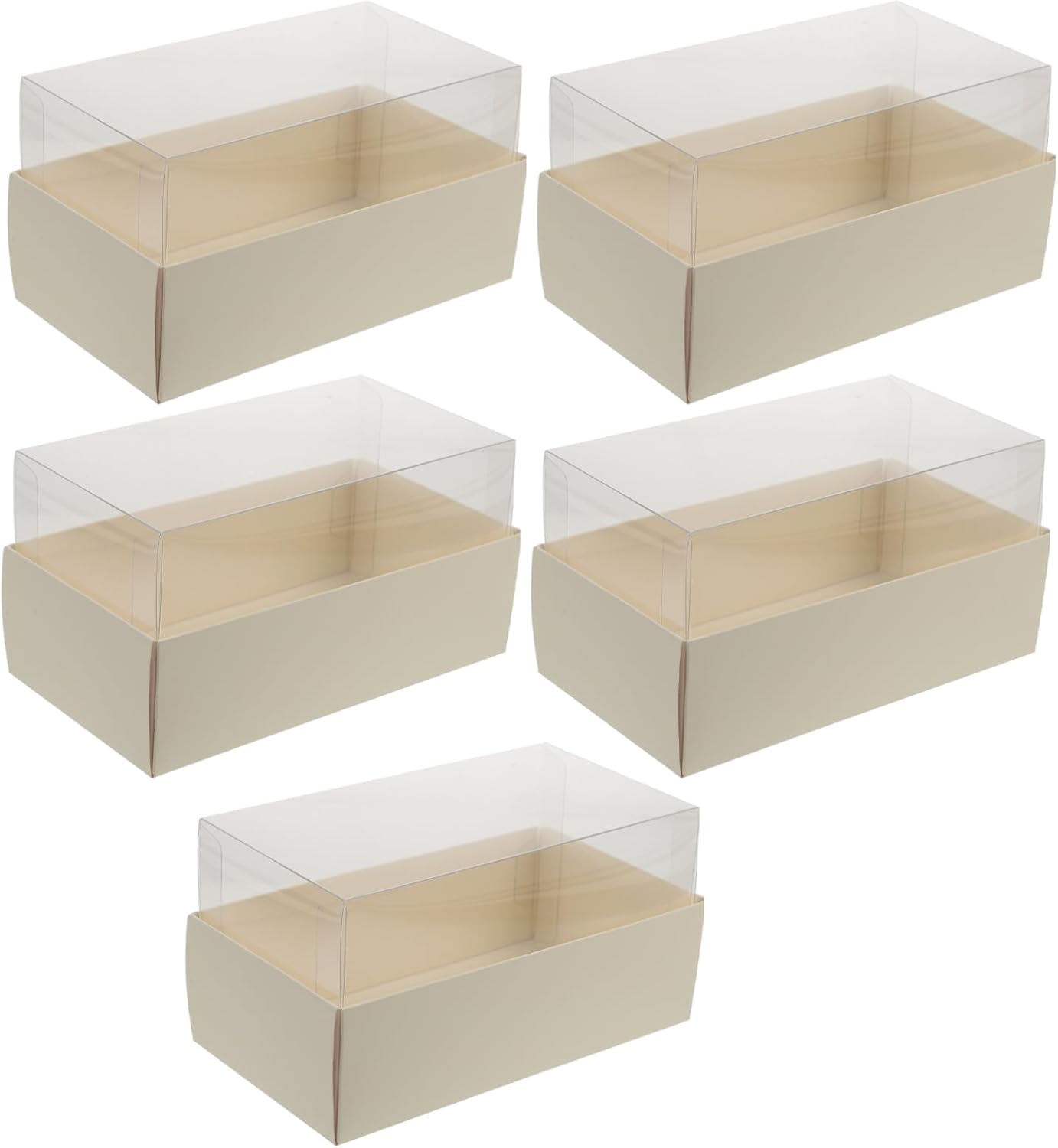 OFFSCH 5pcs Dessert Boxes PET for Cake Rolls and Macarons