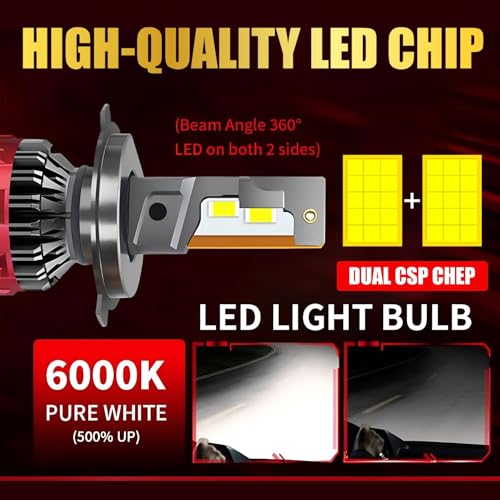 Image of Audio Wheels H4-110W Car Led Headlight Bulbs, 16,000 Lumens Super Bright LED Headlight Conversion Kit for Cars 6000K Cool White Quick Installation Halogen Replacement, Pack of 2