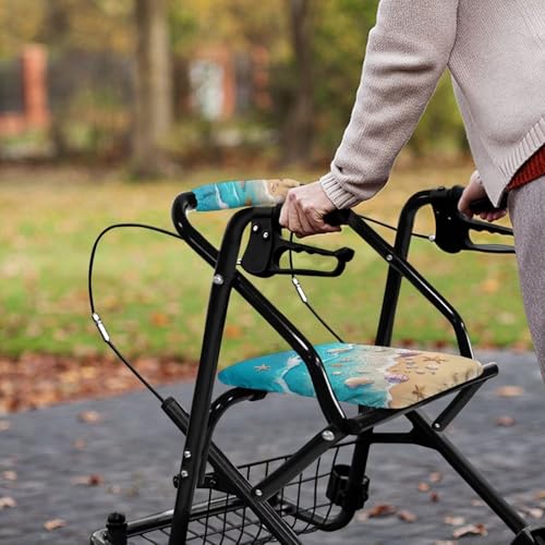 Image of Universal Rollator Walker Seat Covers, Waves Soft Adjustable Backrest Covers, Seat and Backrest Covers for Seniors Women Men