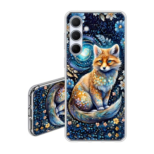 JEZSTHAI Hülle Kompatibel mit Samsung Galaxy A35 5G,Ultra Dünn Durchsichtige Handyhülle,Weiche Flexible Fallschutz Stoßfeste Kratzfeste Silikon TPU Schutzhülle mit Aesthetic Muster Fuchs