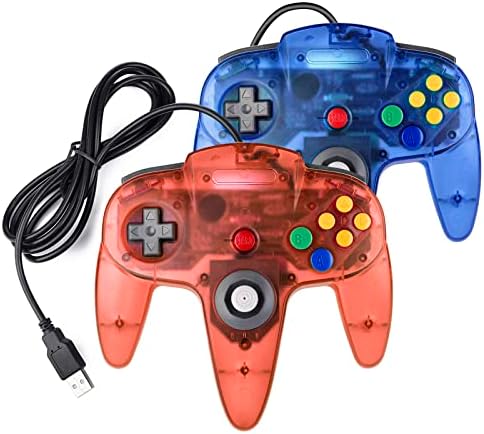 miadore 2 Packs USB Retro Controllers for N64 Gaming, PC Classic N64 Game Pad Joypad for Windows PC MAC Raspberry Pi
