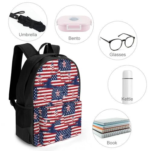Women's American Flag Print Backpack, Multi-Functional Spacious Backpack with Adjustable Strap for Travel, Hiking, Fashion Shoulder Bags4