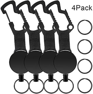 4 Pieces Retractable Key Chain Heavy Duty Badge Holder Reel with Steel Cable