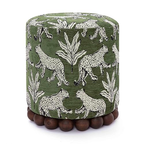 First of a Kind Ottoman Foot Rest - Olive Green Round...