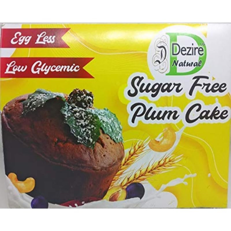 Dezire LG Natural Sugar Free Plum Cake, Eggless Low Glycemic Cake - 250Gms (Pack Of 1)