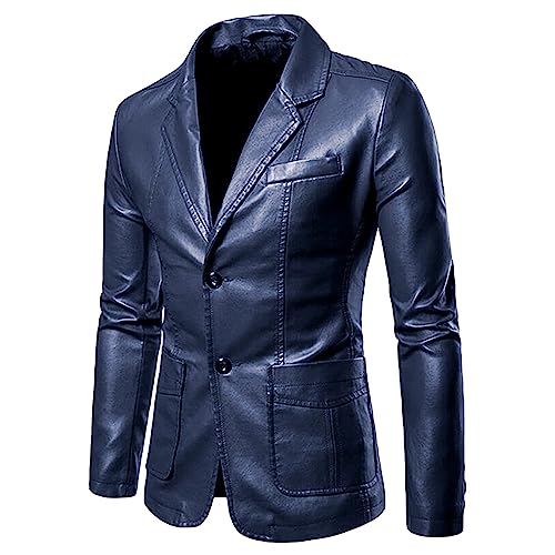 Veste de costume en cuir pour homme : blazer ajusté business élégant